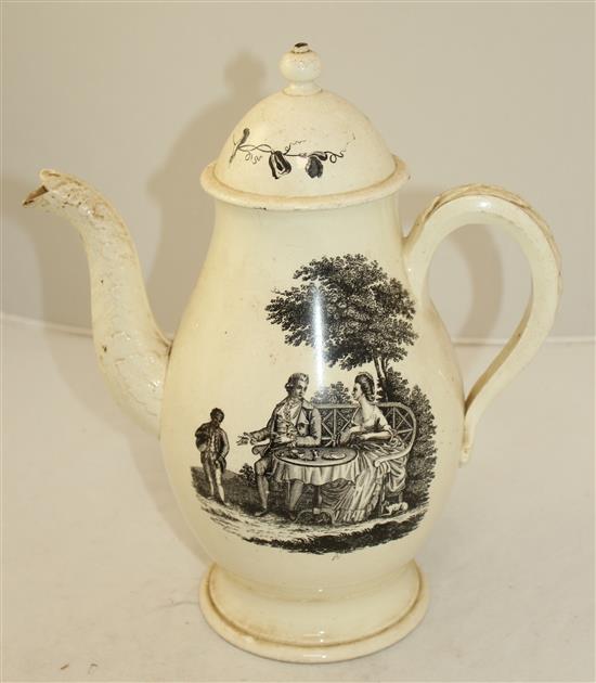 A Wedgwood creamware coffee pot, c.1775, height 29.5cm